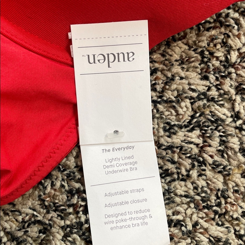 🆕 Auden The Everyday Vibrant Red Bra Size 34DD | NWT - Picture 4 of 4